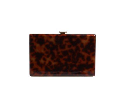 Hnědá kožená večerní crossbody kabelka Clutch