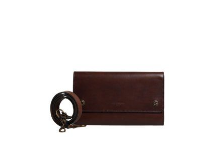 Hnědá kožená kabelka Crossbody s vyraženým logem