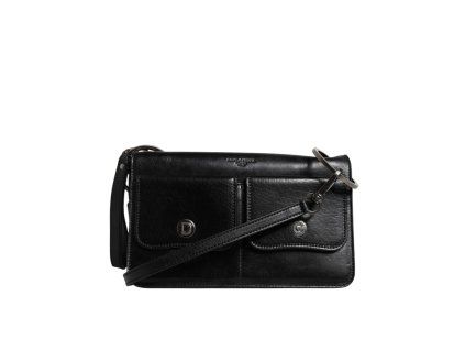 Černá kožená kabelka přes rameno s logem
