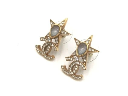 Zlatý Plated Star Coco Mark Náušnice S kamínky