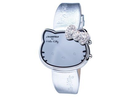 Stříbrný Leather Digital Watch