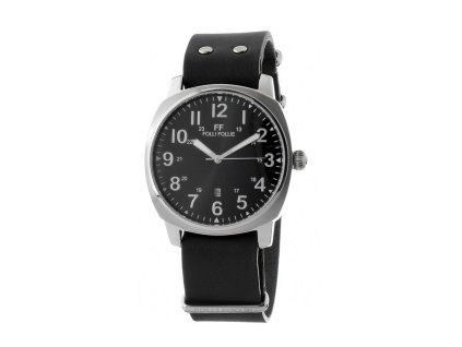 Černé kožené společenské hodinky