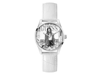 Bílé kožené společenské hodinky