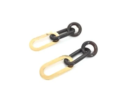 Zlatý pokovený a černý řetízek Náušnice