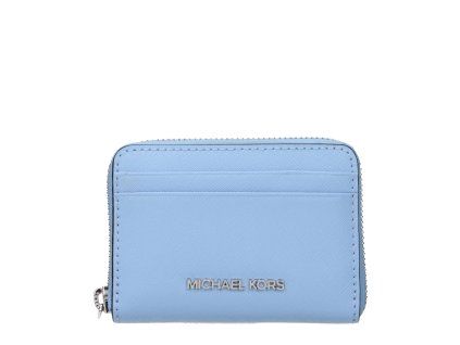 Světle modrý kožený držák na karty