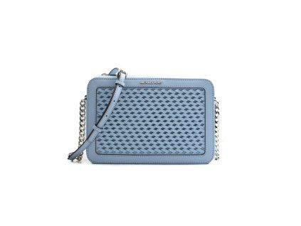 Modrá kožená crossbody kabelka