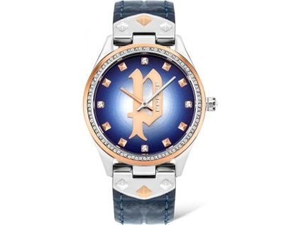 Modré kožené společenské hodinky