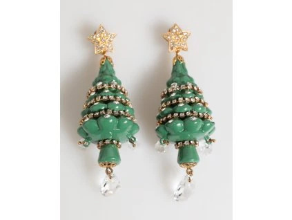 Zlatý mosaz Vícebarevný vánoční strom Náušnice