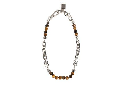 Stříbrný Tone Brass Chain Beaded Gem DG Logo Náramek