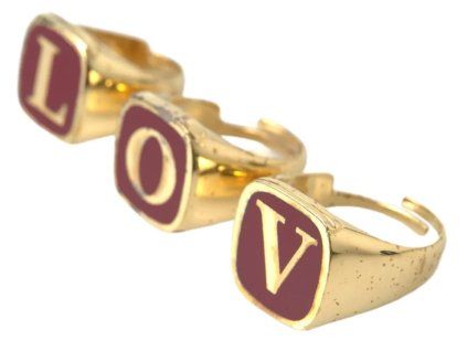 Zlatý Brass LOVE Enamel Set 3 kusů Prsten