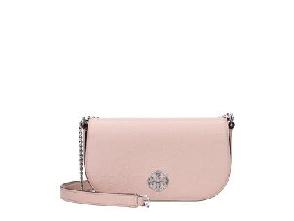 Růžová kožená crossbody kabelka