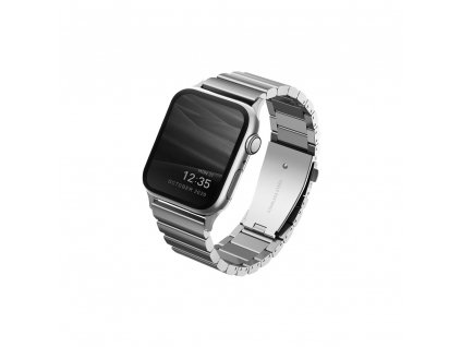 UNIQ Strova článkový ocelový řemínek Apple Watch 49/45/44/42 mm stříbrný