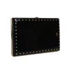 Večerní kabelka s černými koženými cvočky Zlatý rám Clutch