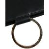 Černá kožená peněženka s logem a páskem na krk