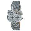 Stříbrný Leather Digital Watch