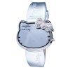 Stříbrný Leather Digital Watch
