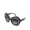 Black White PIED DE POULE Print Oversized sluneční brýle