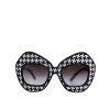 Black White PIED DE POULE Print Oversized sluneční brýle