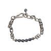 Stříbrný Tone Chain Lobster Clasp Logo Grey Pearls Náramek