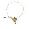 Zlatý Brass Crystal Pearl Přívěsek Přívěsek Náhrdelník