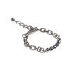 Stříbrný Tone Chain Lobster Clasp Logo Grey Pearls Náramek