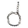 Stříbrný Tone Chain Lobster Clasp Logo Grey Pearls Náramek