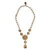 Zlatý Brass Floral Crystals Pearl Embellished Náhrdelník