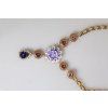 Zlatý Brass Floral Crystals Pearl Embellished Náhrdelník