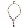 Zlatý Brass Floral Crystals Pearl Embellished Náhrdelník