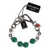Stříbrný Tone Brass Bead Dice Logo Embellish Charm Náramek