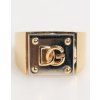 Zlatý Tone Brass Signet Square DG Logo Plaque Pánský Prsten