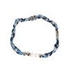Modrá Bílá Braided Stříbrný Metal Logo Beaded Pánský Náramek