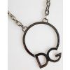 Stříbrný Tone Brass Chain DG Logo Přívěsek Pánský Náhrdelník