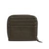 Hnědá kožená peněženka s logem a držitelem karet na mince