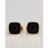 Zlatý-Tone Real Brass Black Enamel "DG" Nastavitelný Prstens