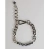 Stříbrný Tone Chain Lobster Clasp Logo Grey Pearls Náramek