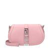 Růžová kožená taška přes rameno
