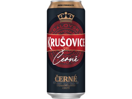 Krušovice černé plech 0,5l čelní pohled