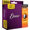Elixir 16546 Phosphor Bronze Nanoweb Medium Acoustic Guitar (013-056) 3-PACK