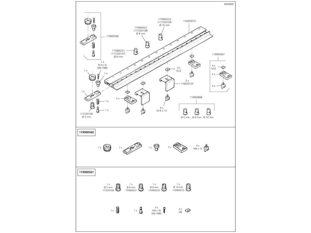 Náhradný diel Vrtacího pouzdra 6mm 4650 (staré č. 117220107)(115960221) pro Kolíková lišta  Wolfcraft 4650000