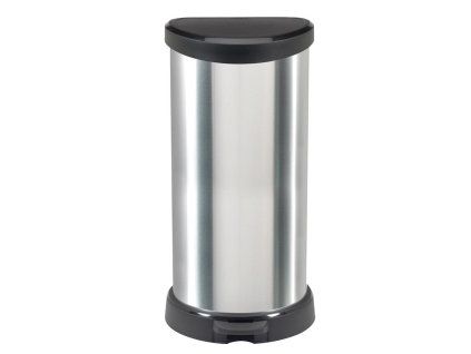 Kôš Curver® DECO BIN 40 lit., strieborný/čierny, na odpad, s pedálom