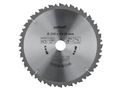 Wolfcraft pílový kotúč pre pokos.pily diamant ø250x30,2 Z24 6552000