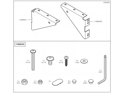 Náhradný diel Klínek deska pravá 6782(115960290) pro 1 pracovní stůl 650mm, No. 4