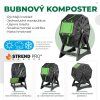 Komposter Strend Pro Garden, bubnový, 70 lit., čierny, 55,5x36x72 cm