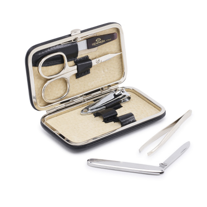 Medium 5 Piece Manicure Set Black open