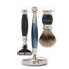 Edwardian Set Faux Blue Opal Badger Brush Mach III Razor Stand