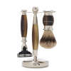 Edwardian Set Faux Horn Badger Brush Mach III Razor Stand