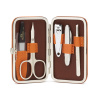Medium 5 Piece Manicure Set brown and orange interior