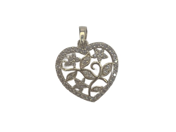 Zlatý přívěsek srdíčko se zirkony ZPR006