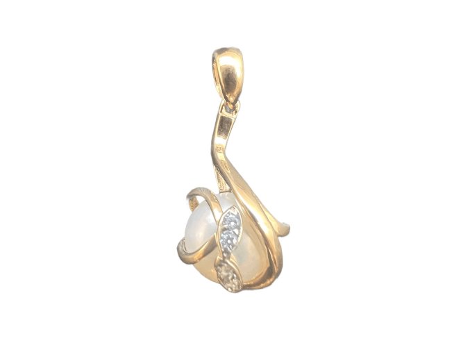 Zlatý přívěsek se sladkovodní perlou a zirkony ZPR008